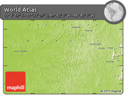 Physical Map of the Area around 10° 48' 54" S, 49° 13' 30" W