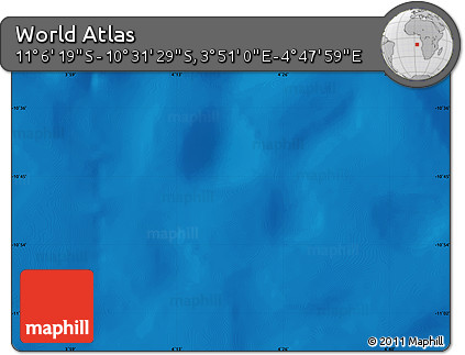 Physical Map of the Area around 10° 48' 54" S, 4° 19' 30" E