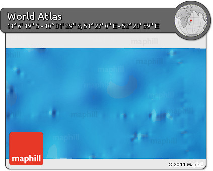 Physical 3D Map of the Area around 10° 48' 54" S, 51° 55' 29" E