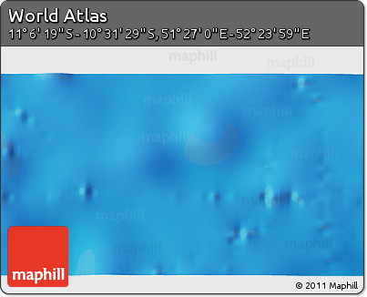Physical 3D Map of the Area around 10° 48' 54" S, 51° 55' 29" E