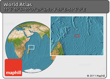 Satellite Location Map of the Area around 10° 48' 54" S, 53° 37' 30" E