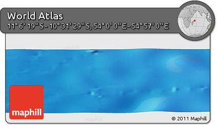 Shaded Relief Panoramic Map of the Area around 10° 48' 54" S, 54° 28' 30" E