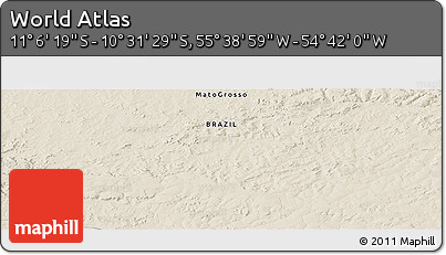 Shaded Relief Panoramic Map of the Area around 10° 48' 54" S, 55° 10' 29" W