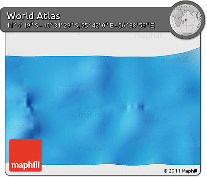 Shaded Relief 3D Map of the Area around 10° 48' 54" S, 56° 10' 29" E