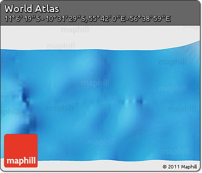 Shaded Relief 3D Map of the Area around 10° 48' 54" S, 56° 10' 29" E