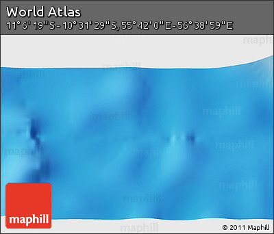 Shaded Relief 3D Map of the Area around 10° 48' 54" S, 56° 10' 29" E