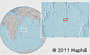 Gray Location Map of the area around 10° 48' 54" S, 56° 10' 29" E, hill shading