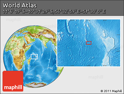 Physical Location Map of the Area around 10° 48' 54" S, 57° 1' 29" E