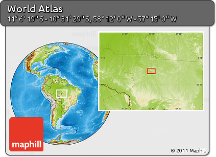 Physical Location Map of the Area around 10° 48' 54" S, 57° 43' 30" W