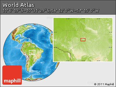 Physical Location Map of the Area around 10° 48' 54" S, 57° 43' 30" W