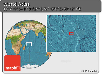 Satellite Location Map of the Area around 10° 48' 54" S, 58° 43' 30" E
