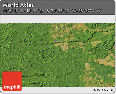 Satellite 3D Map of the Area around 10° 48' 54" S, 59° 25' 29" W