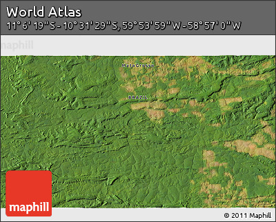 Satellite 3D Map of the Area around 10° 48' 54" S, 59° 25' 29" W