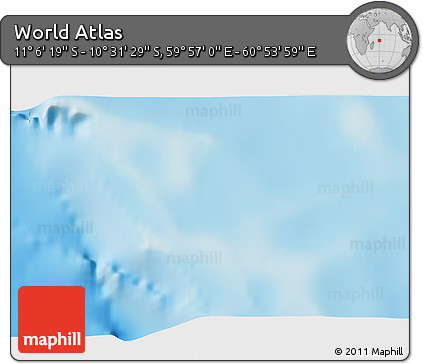 Shaded Relief 3D Map of the Area around 10° 48' 54" S, 60° 25' 29" E