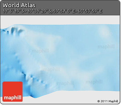 Shaded Relief 3D Map of the Area around 10° 48' 54" S, 60° 25' 29" E