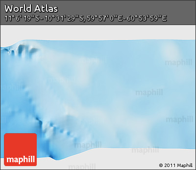 Shaded Relief 3D Map of the Area around 10° 48' 54" S, 60° 25' 29" E