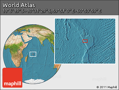 Satellite Location Map of the Area around 10° 48' 54" S, 60° 25' 29" E