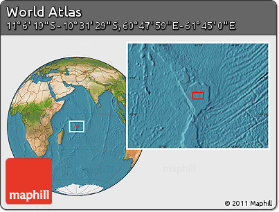 Satellite Location Map of the Area around 10° 48' 54" S, 61° 16' 29" E