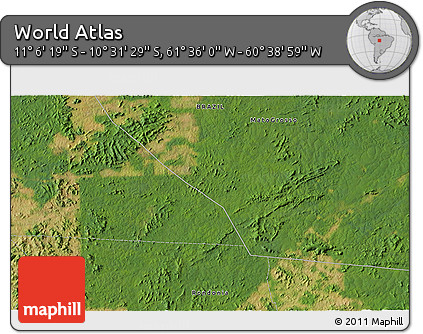 Satellite 3D Map of the Area around 10° 48' 54" S, 61° 7' 30" W