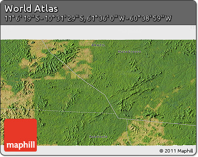 Satellite 3D Map of the Area around 10° 48' 54" S, 61° 7' 30" W