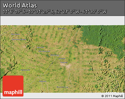 Satellite 3D Map of the Area around 10° 48' 54" S, 61° 58' 30" W