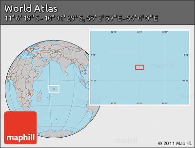 Gray Location Map of the Area around 10° 48' 54" S, 65° 31' 30" E