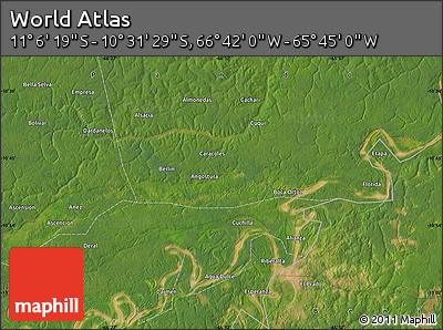 Satellite Map of the Area around 10° 48' 54" S, 66° 13' 29" W