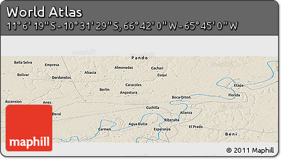 Shaded Relief Panoramic Map of the Area around 10° 48' 54" S, 66° 13' 29" W