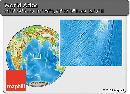 Physical Location Map of the Area around 10° 48' 54" S, 68° 55' 30" E