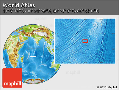 Physical Location Map of the Area around 10° 48' 54" S, 68° 55' 30" E