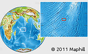 Physical Location Map of the area around 10° 48' 54" S, 68° 55' 30" E