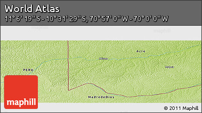 Physical Panoramic Map of the Area around 10° 48' 54" S, 70° 28' 29" W