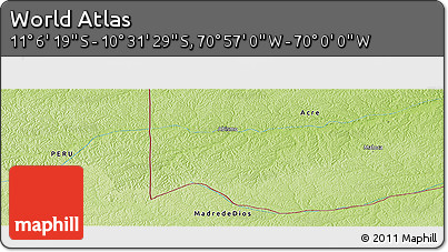 Physical Panoramic Map of the Area around 10° 48' 54" S, 70° 28' 29" W