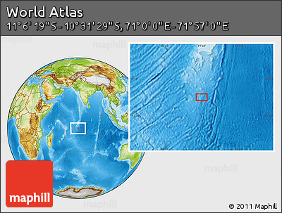 Physical Location Map of the Area around 10° 48' 54" S, 71° 28' 29" E