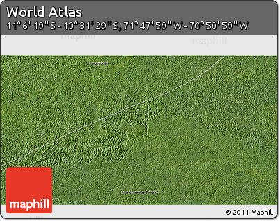 Satellite 3D Map of the Area around 10° 48' 54" S, 71° 19' 29" W