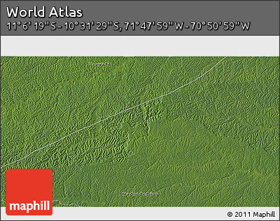 Satellite 3D Map of the Area around 10° 48' 54" S, 71° 19' 29" W