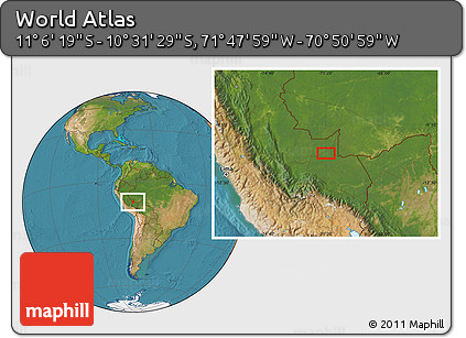 Satellite Location Map of the Area around 10° 48' 54" S, 71° 19' 29" W