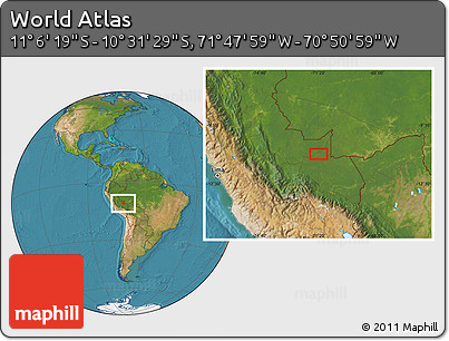 Satellite Location Map of the Area around 10° 48' 54" S, 71° 19' 29" W