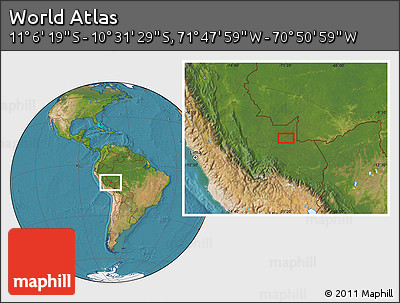 Satellite Location Map of the Area around 10° 48' 54" S, 71° 19' 29" W