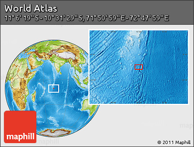 Physical Location Map of the Area around 10° 48' 54" S, 72° 19' 29" E