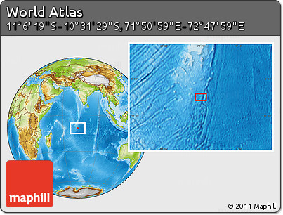 Physical Location Map of the Area around 10° 48' 54" S, 72° 19' 29" E