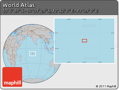 Gray Location Map of the Area around 10° 48' 54" S, 73° 10' 30" E