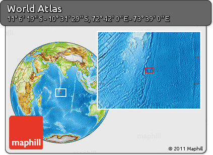 Physical Location Map of the Area around 10° 48' 54" S, 73° 10' 30" E