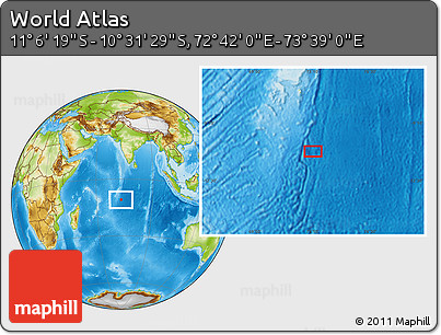 Physical Location Map of the Area around 10° 48' 54" S, 73° 10' 30" E
