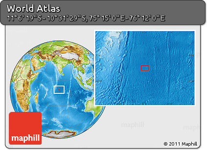 Physical Location Map of the Area around 10° 48' 54" S, 75° 43' 29" E