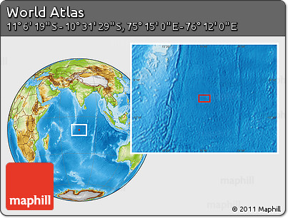 Physical Location Map of the Area around 10° 48' 54" S, 75° 43' 29" E