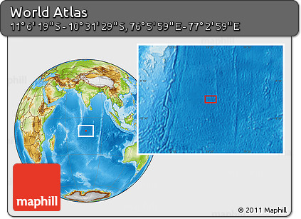 Physical Location Map of the Area around 10° 48' 54" S, 76° 34' 29" E