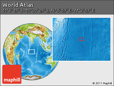 Physical Location Map of the Area around 10° 48' 54" S, 76° 34' 29" E
