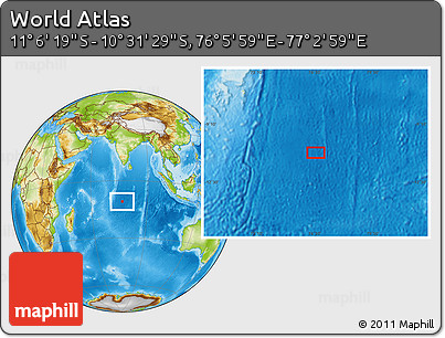 Physical Location Map of the Area around 10° 48' 54" S, 76° 34' 29" E
