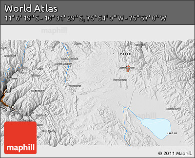 Physical 3D Map of the Area around 10° 48' 54" S, 76° 25' 30" W